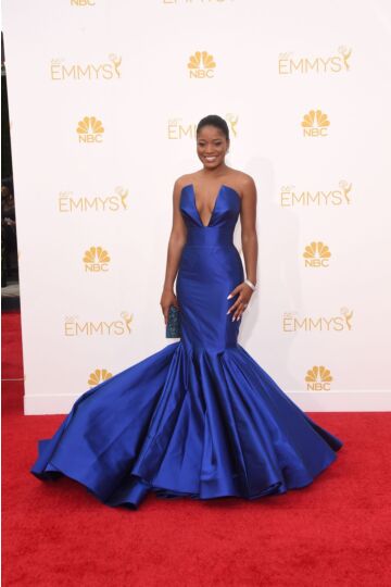 Keke Palmer Inspired Royal Blue Strapless Mermaid Evening Gown - main reference image