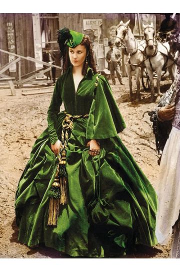 Vivien Leigh as Scarlett O'Hara Green Curtain Dress in 1930s Movie Gone With the Wind