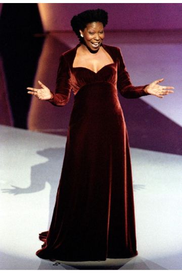 Whoopi Goldberg Inspired Burgundy Long-sleeve Velvet Dress Oscars 1994