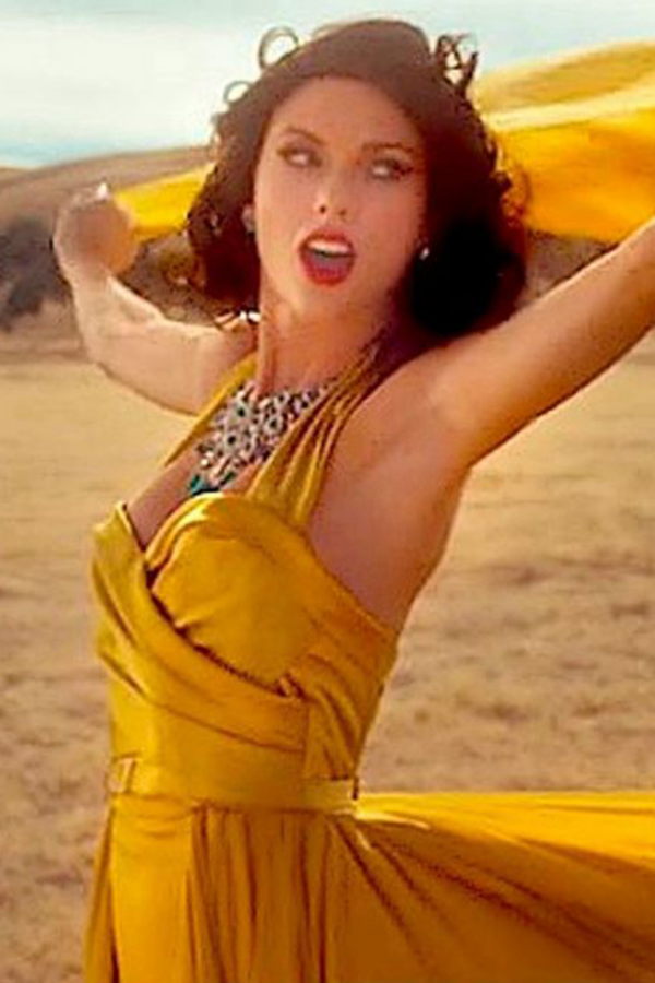 Taylor Swift Yellow Halter Formal Evening Prom Dress in Music Video 'Wildest Dreams'