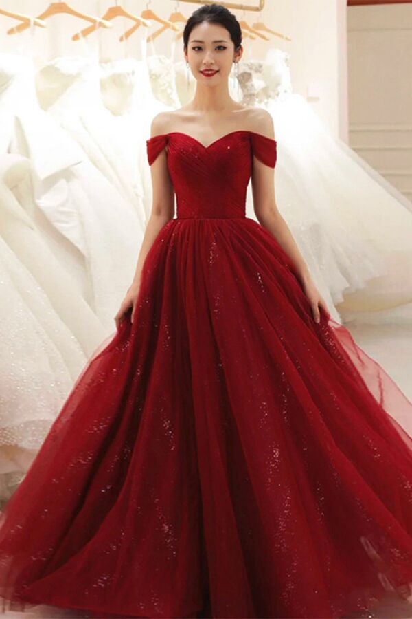 Flame Serenade – Off-Shoulder Couture Dress