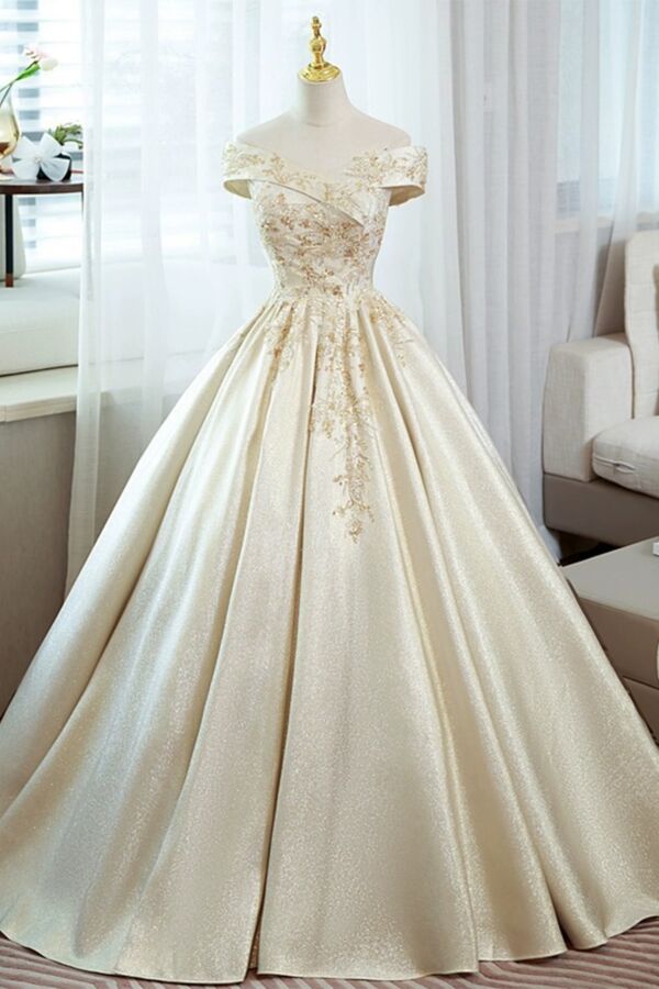 Ethereal Bloom – Champagne Couture Dress