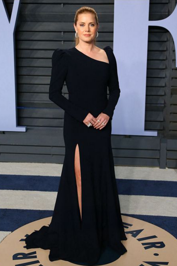 Amy Adams Black Long-sleeve Formal Celebrity Dress with Slit Oscars 2018 Party