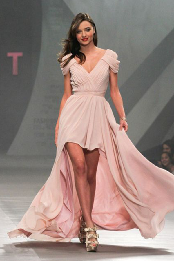 Miranda Kerr Pink High-Low Chiffon Formal Prom Celebrity Dress Liverpool 2011