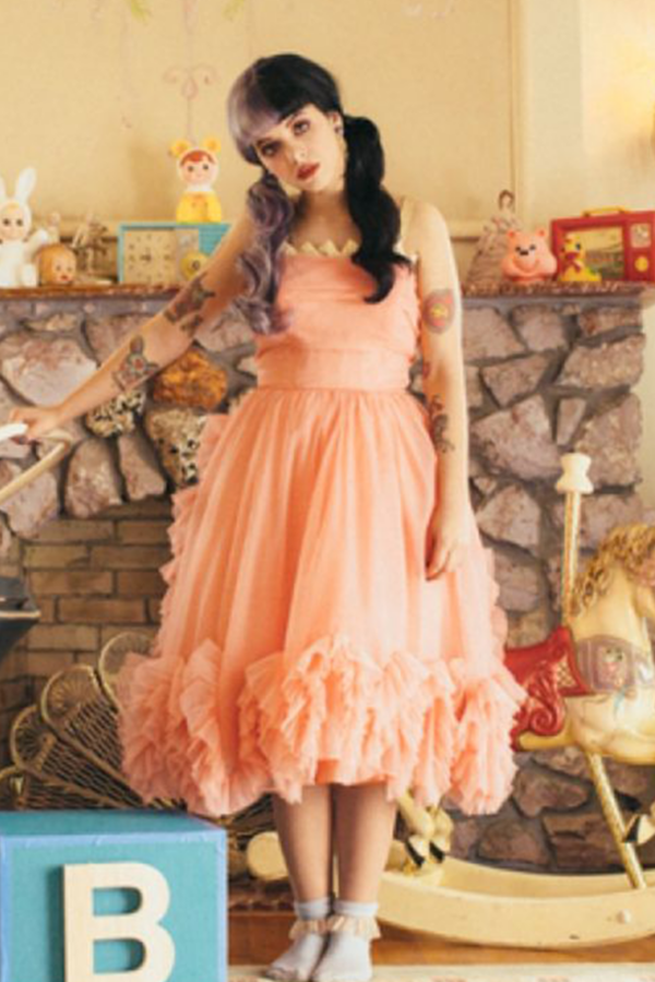 Melanie Martinez Inspired Peach Pink Chiffon Homecoming Prom Dress in Pity Party