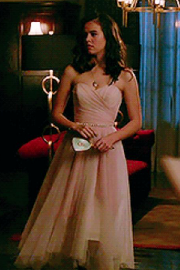 Kaylee Bryant as Josie Saltzman Pink Prom Dress in TV Show Legacies