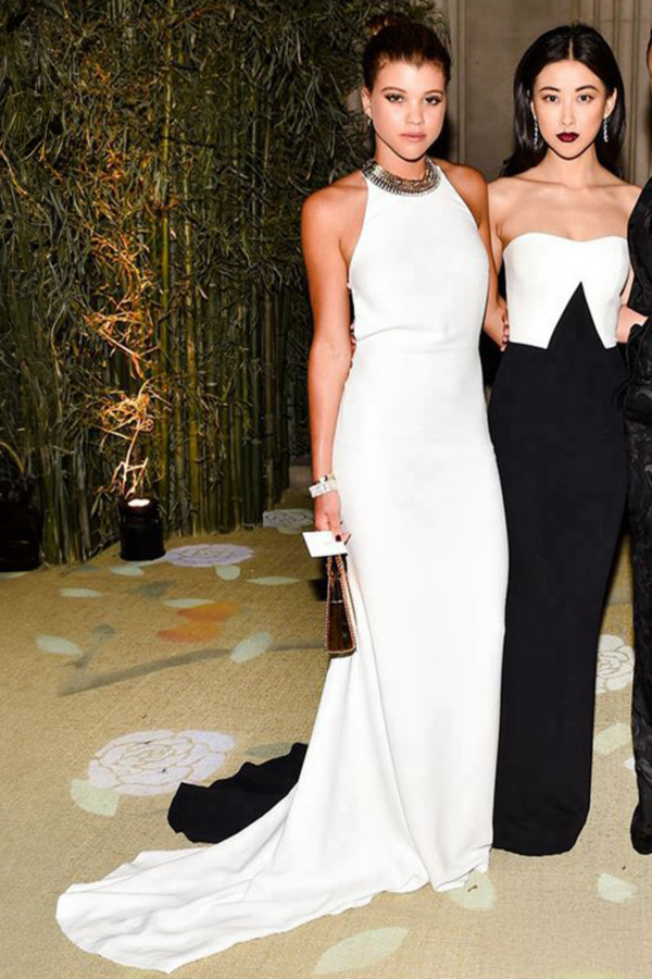 Sofia Richie White Halter Backless Formal Dress Met Gala 2015