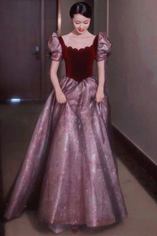 Scalloped Neckline with Sparkle Tulle Skirt, Vintage Evening Dress