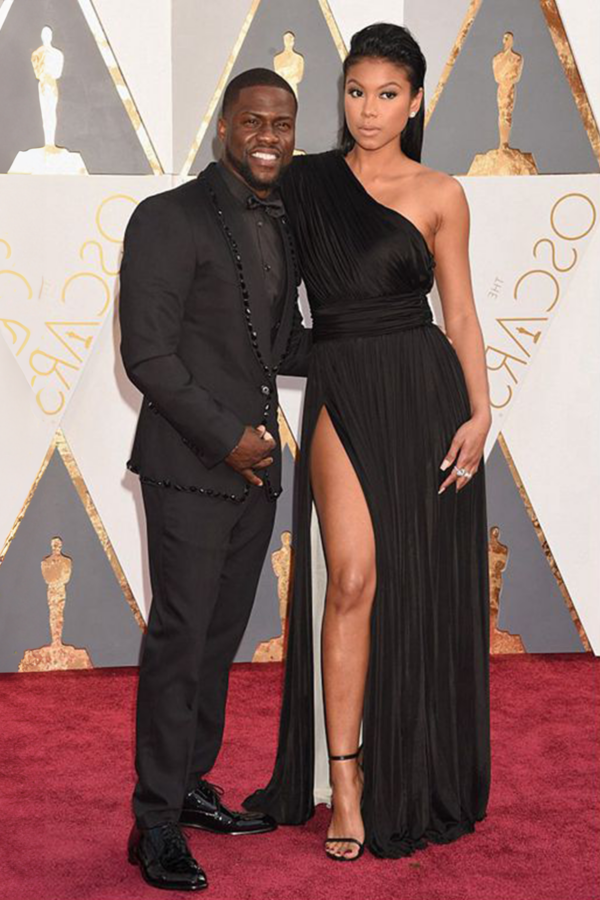 Noir Elegance – Eniko Parrish Oscars 2016–Inspired One-Shoulder Pleated Column Gown