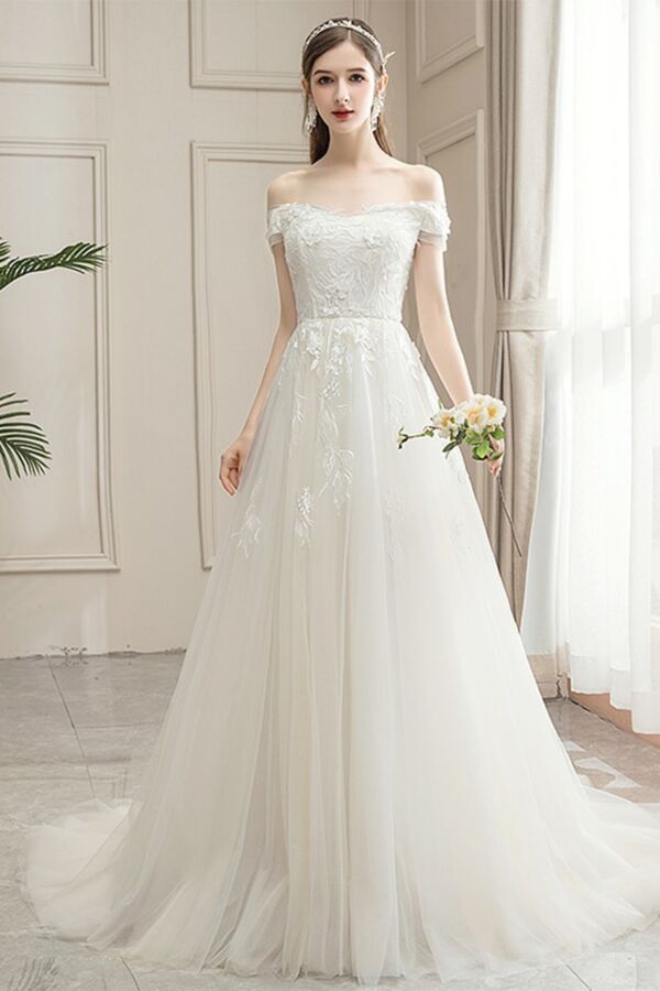 Elegant Off-Shoulder Wedding Gown