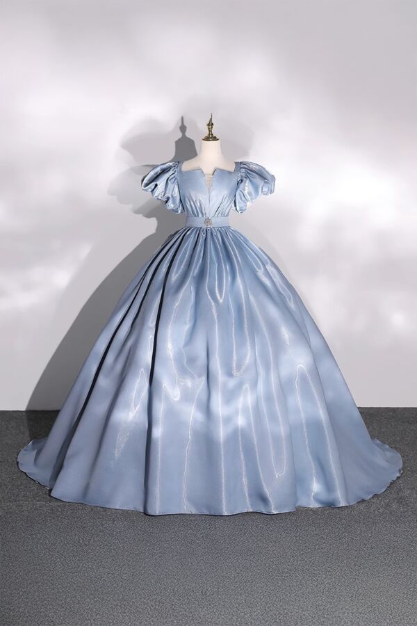Celestial Grace – Elegant Puffy Sleeve Dress