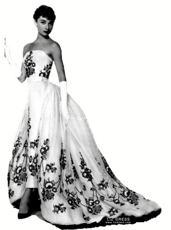 Eternal Grace – Sabrina–Inspired Ivory Embroidered Strapless High-Low Ball Gown