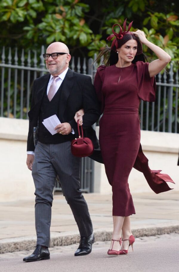 Burgundy Puff Sleeve Celebrity Wedding Guest Dress Princess Eugenie
