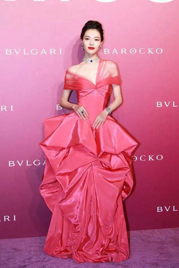 Elaine Zhong Chuxi Inspired Pink Off-the-shoulder Gown Celebrity Formal Prom Dress
