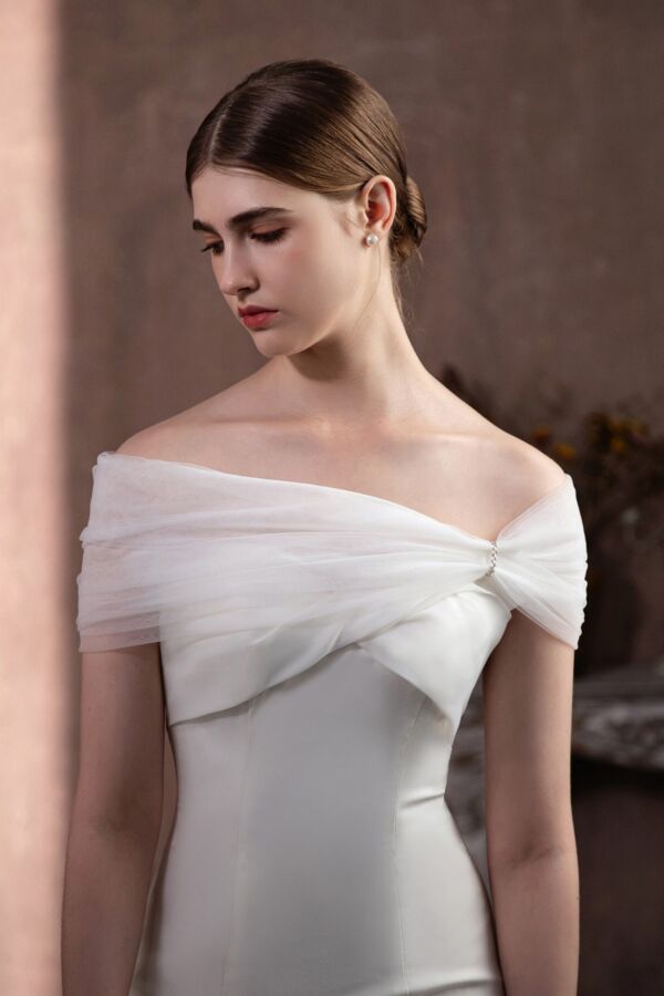 Sheer Tulle Bridal Wrap for Formal Wedding Shawl