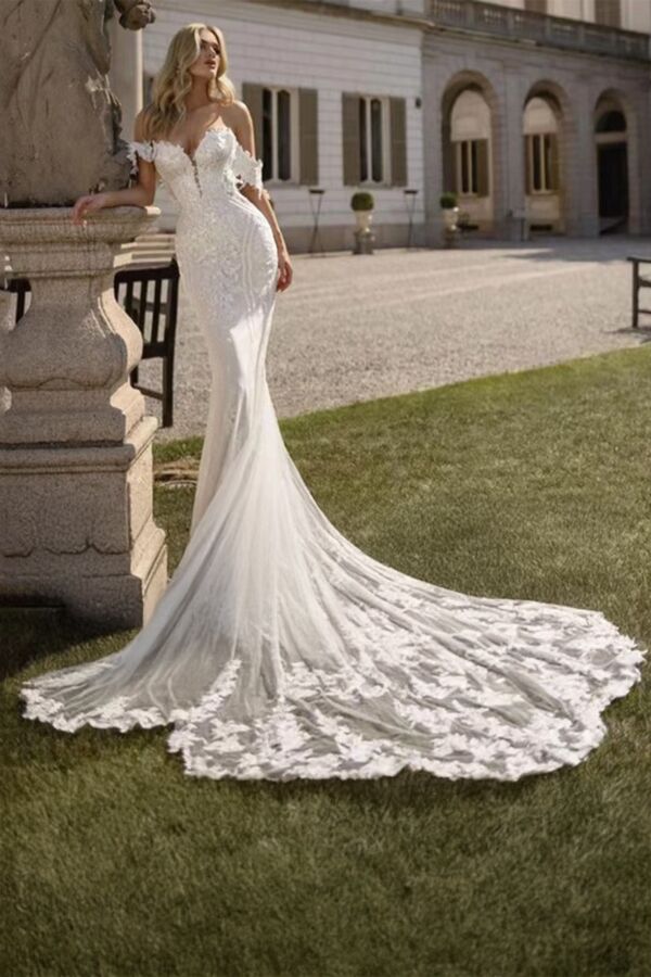 Off-the Lace Mermaid Gown with Long for Formal Events