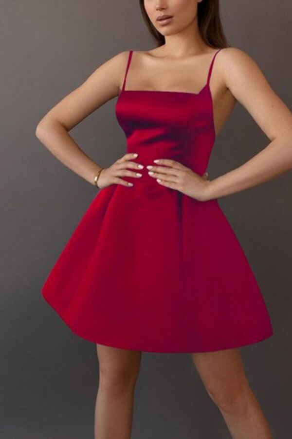 Square Neckline A-Line Cocktail Dress