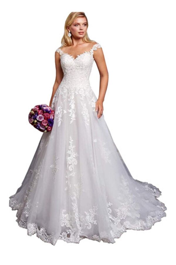 Lace Ball Gown Long Train for Formal Events