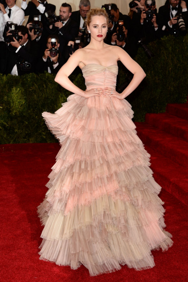 Suki Waterhouse Inspired Blush Sweetheart Ball Gown - main reference image