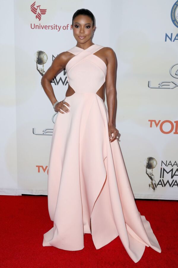 Gabrielle Union Inspired Blush Halter Cutout A-Line Evening Gown - main reference image