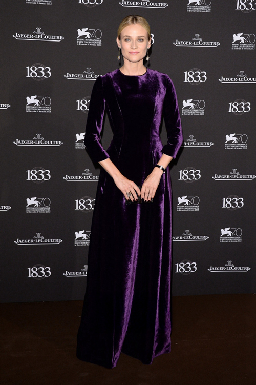 Diane Kruger Purple Velvet Long-sleeve Formal Dress Jaeger-LeCoultre Gala