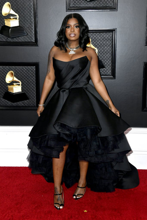 Dreezy Black Strapless Satin High-low Formal Prom Celebrity Dress Grammys 2020