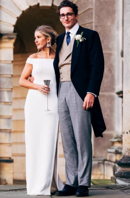 Ellie Goulding Inspired White Off-the-shoulder Celebrity Wedding Dress with Slit