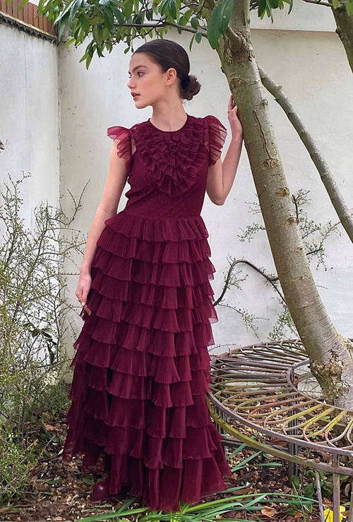 Florence Hunt Inspired Burgundy Celebrity Formal Prom Dress SAG Awards 2021