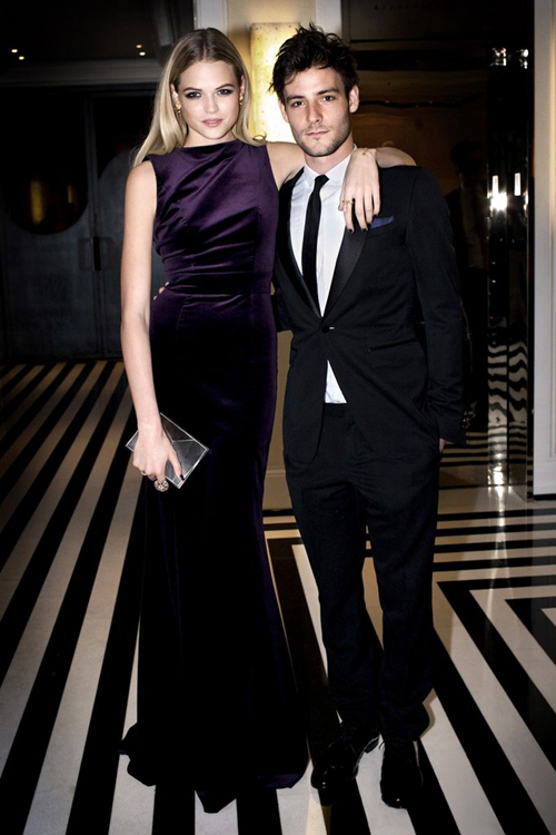 Gabriella Wilde Purple Velvet Formal Dress Costume Institute Benefit