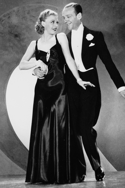 Ginger Rogers Inspired Black Satin Dress in 1930s Movie Roberta