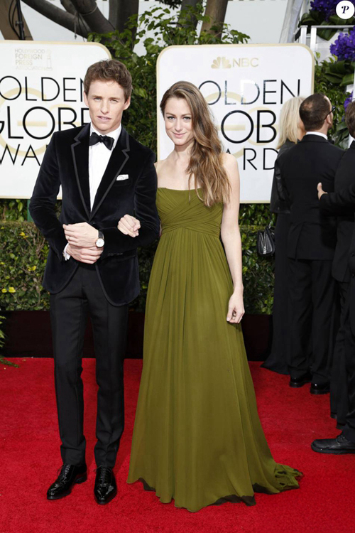Hannah Bagshawe Green Strapless Chiffon Formal Prom Dress Golden Globes 2015