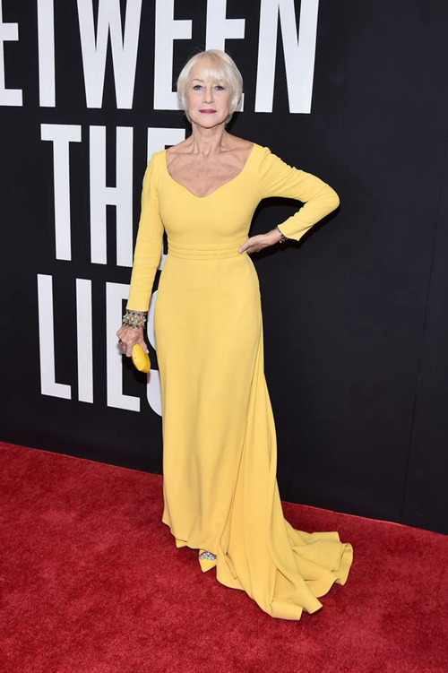 Helen Mirren Yellow Long-Sleeve Formal Dress “The Good Liar” Premiere