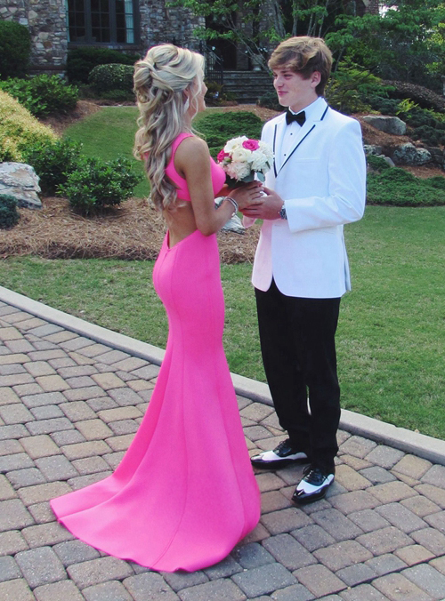 Fuchsia Delight – Hot Pink V-Neck Mermaid Prom Dress
