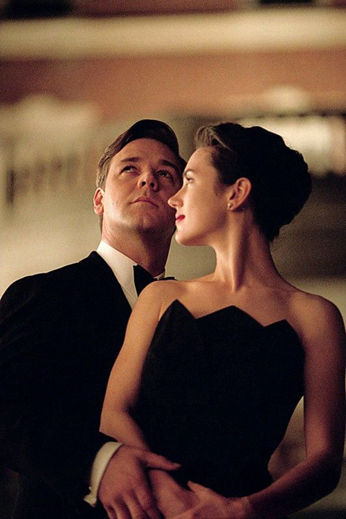 Jennifer Connelly Black Strapless Celebrity Evening Dress in Movie "A Beautiful Mind"