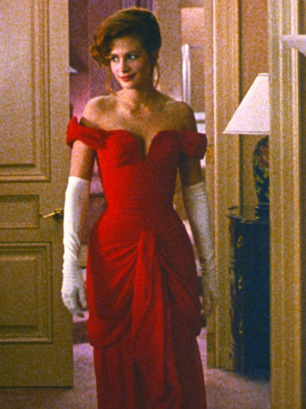 Hollywood Romance Julia Roberts Inspired Pretty Woman Red Off Shoulder Sweetheart Sheath Celebrity Formal Prom Dress