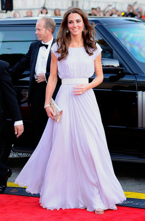 Lavender Majesty – Kate Middleton BAFTA-Inspired Pleated Chiffon A-Line Gown