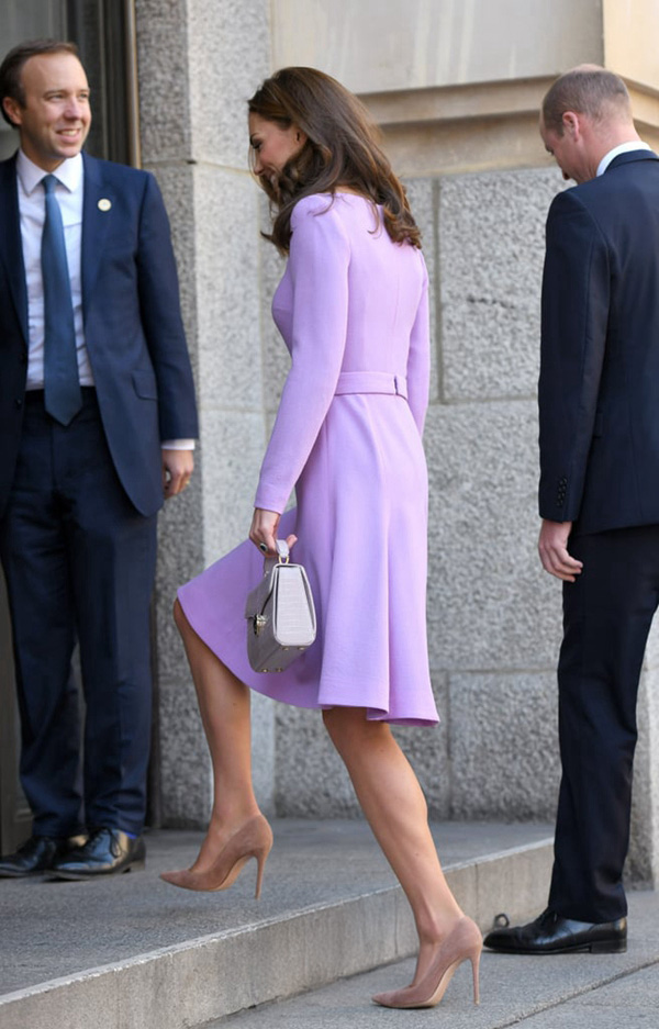Lilac Grace Kate Middleton Inspired Long Sleeve A Line Knee Length Celebrity Formal Prom Dress