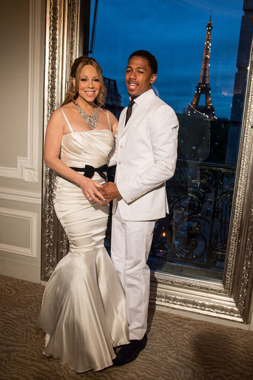 Mariah Carey White Satin Mermaid Bridal Dress Nick Cannon Wedding