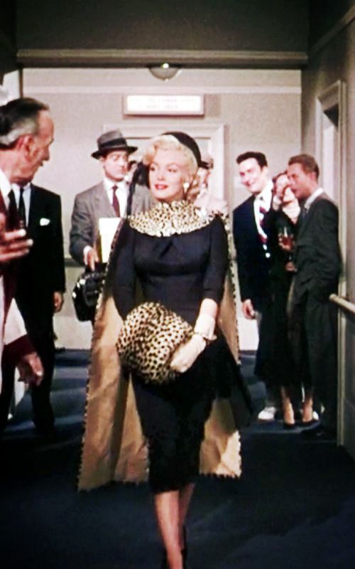 Marilyn Monroe Inspired Black Dress with Leopard Cape and Muff