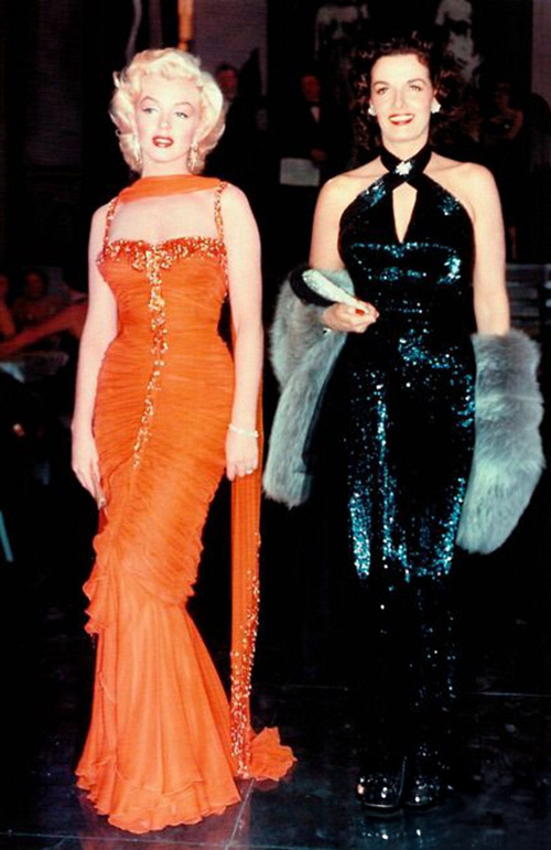Marilyn Monroe Orange Chiffon Formal Dress in Movie "Gentlemen Prefer Blondes"