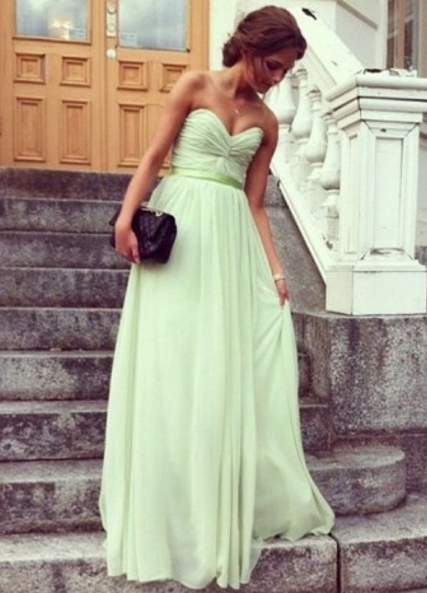 Minted Reverie – Sweetheart Chiffon A-Line Prom Gown