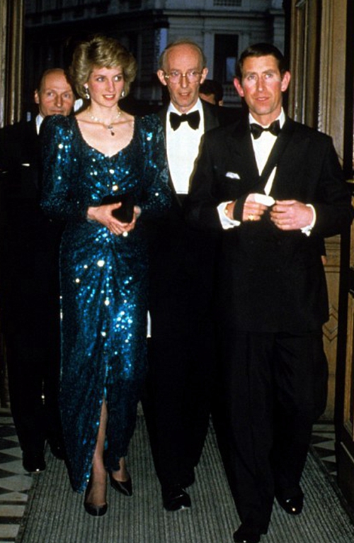 Princess Diana Inspired Teal Blue Sequin Formal Evening Dress