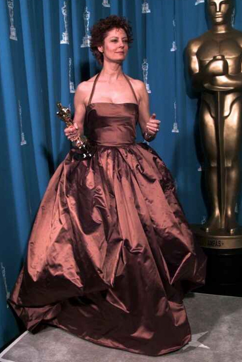 Susan Sarandon Inspired Brown Halter Ball Gown Evening Dress Oscars 1996
