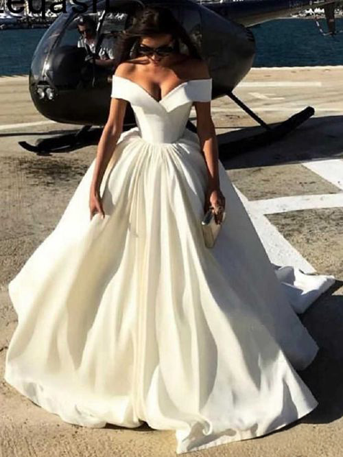 Snowbound Splendor – Off-the-Shoulder Ball Gown Bridal & Prom Inspiration